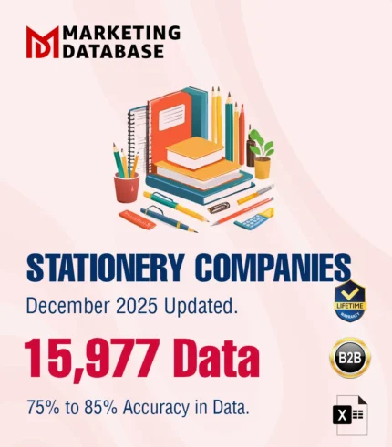 15,977 Companies - Stationery For Office, School, Personal Products, Materials & Accessories Data - In Excel Format
